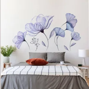 3D Blue Blossom Wall Decal - Elegant Floral Vinyl Sticker Mural