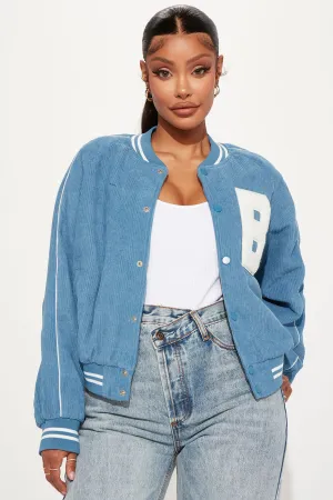 Act Like You Know Varsity Jacket - Blue