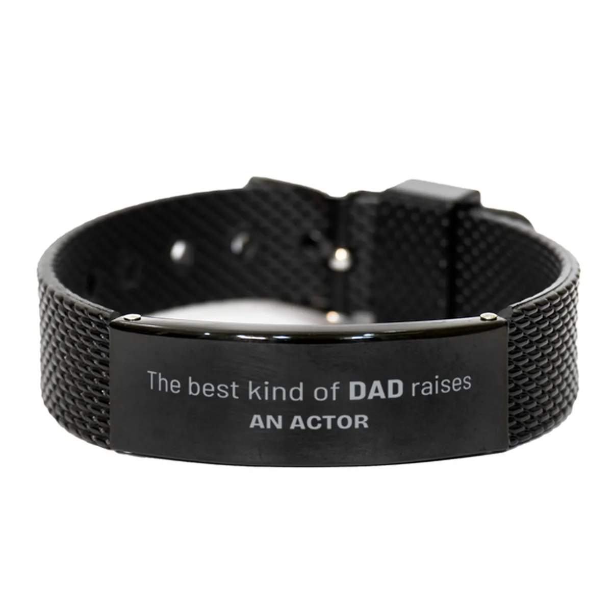 Actor Dad Gifts, The best kind of DAD, Father's Day Appreciation Birthday Black Shark Mesh Bracelet for Actor, Dad, Father from Son Daughter