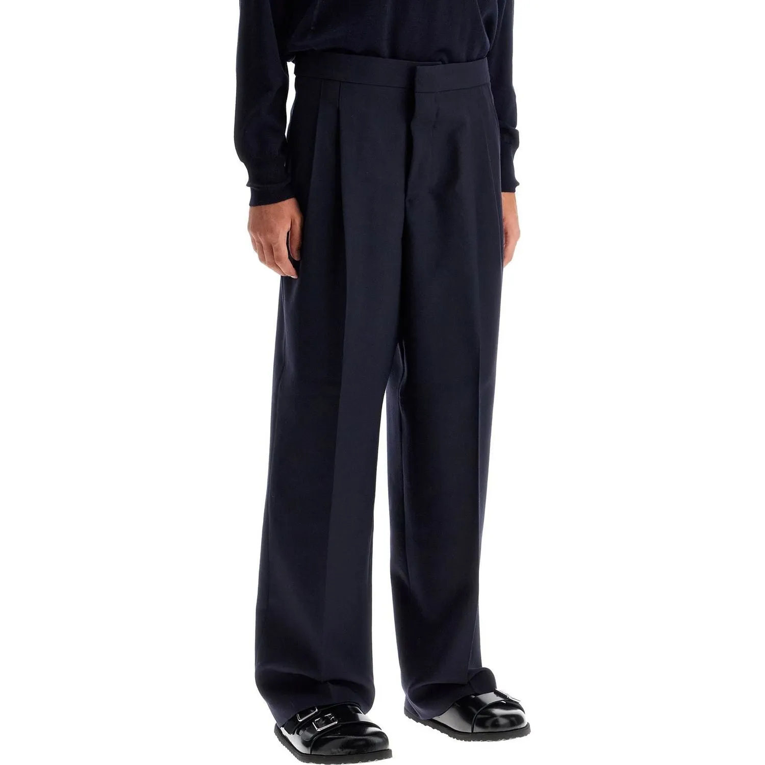 Ami Alexandre Matiussi large fit wool gabardine trousers