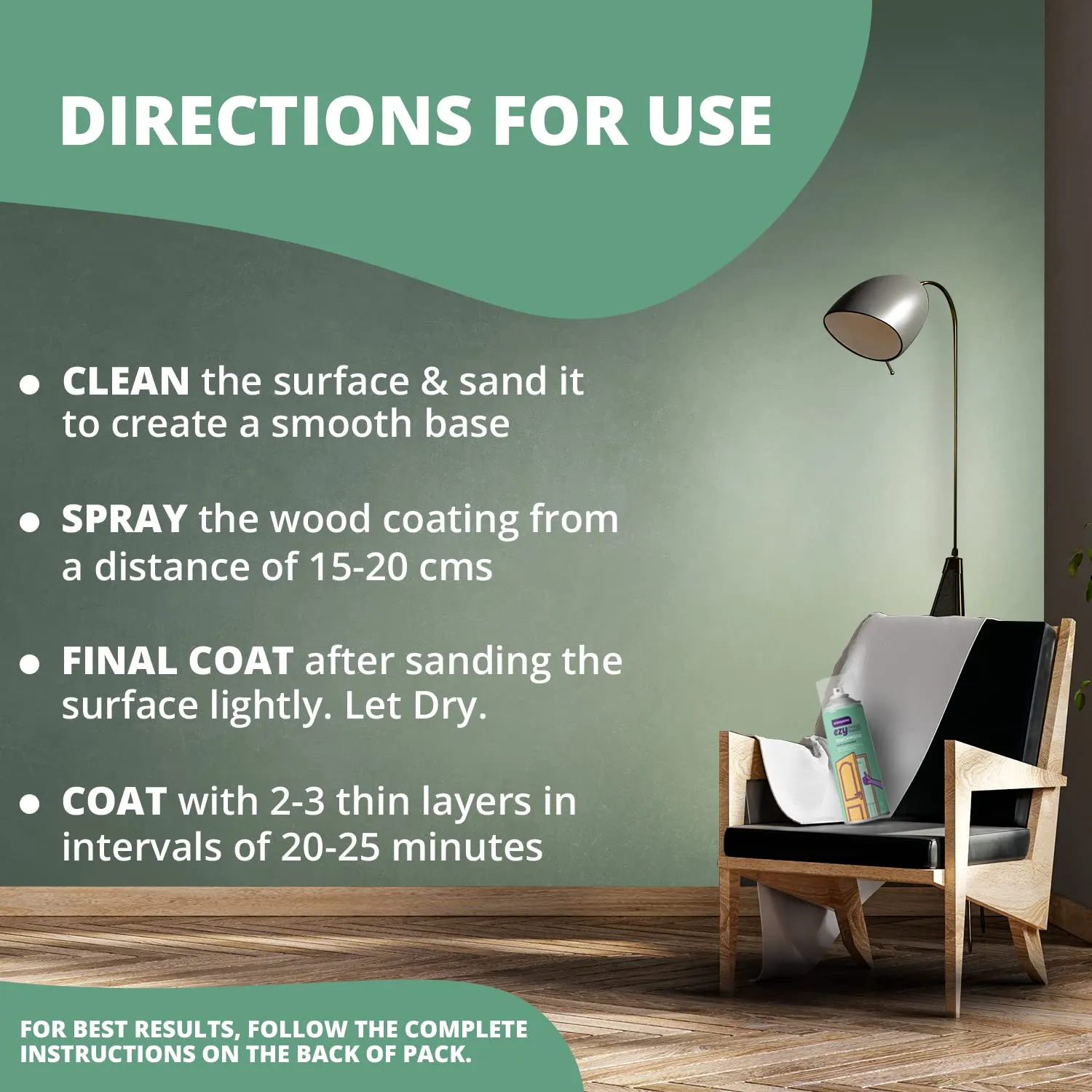 Asian Paints ezycr8 Touchwood Wood Coating Spray for interior & Exterior Usage | DIY Quick Drying Spray For Clean, Shiny and Smooth Surface