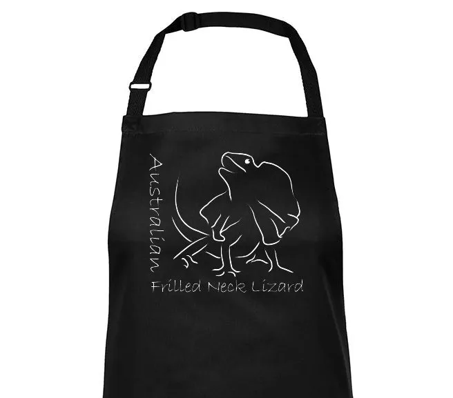 Australian Frilled Neck Lizard Souvenir BBQ Apron (Black)