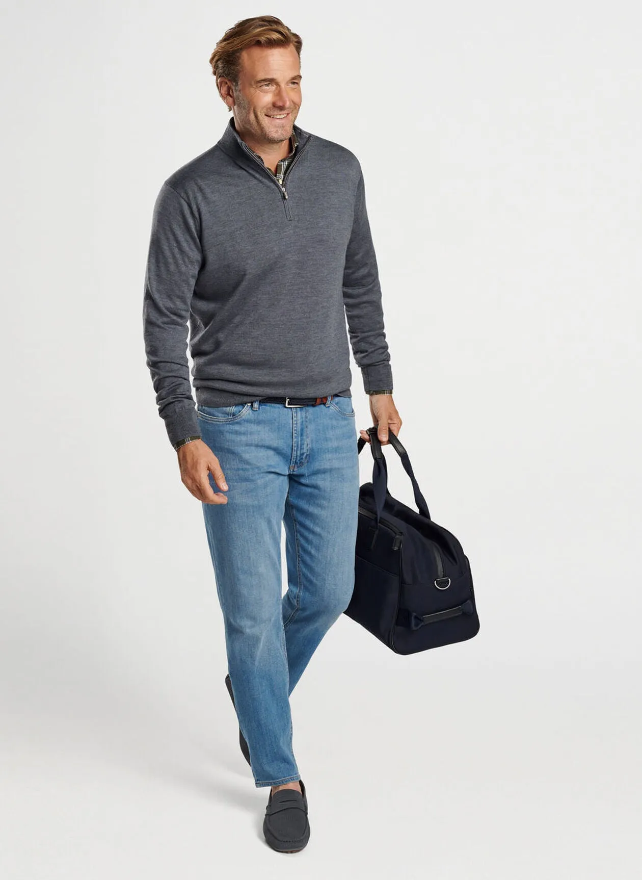 Autumn Crest Quarter-Zip in Charcoal by Peter Millar