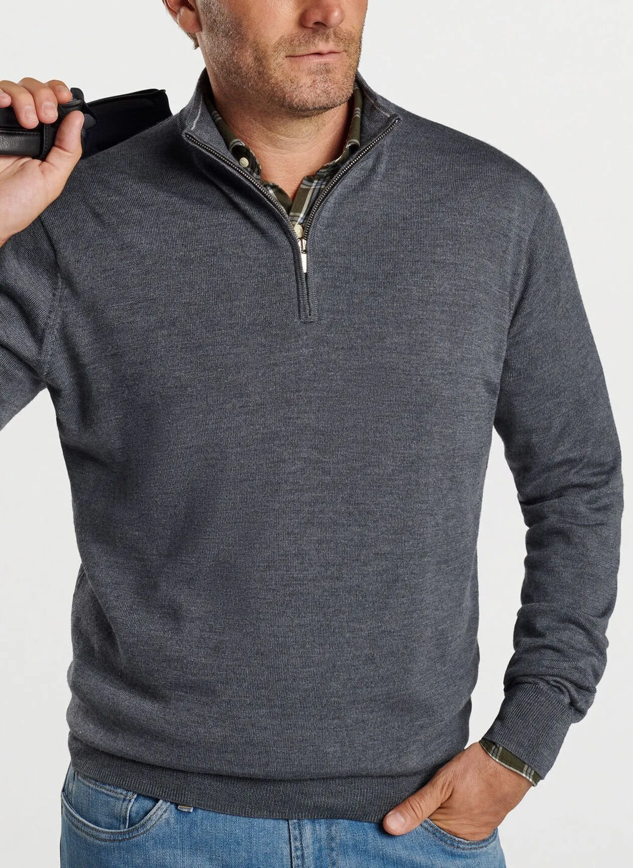 Autumn Crest Quarter-Zip in Charcoal by Peter Millar