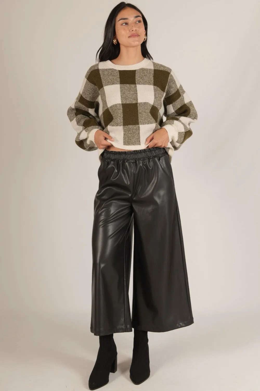 Before You Black Leather Culotte Pants