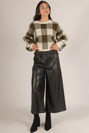 Before You Black Leather Culotte Pants