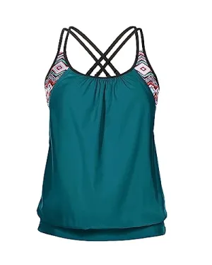 Blouson Swim Tops Tummy Control Tankini Tops