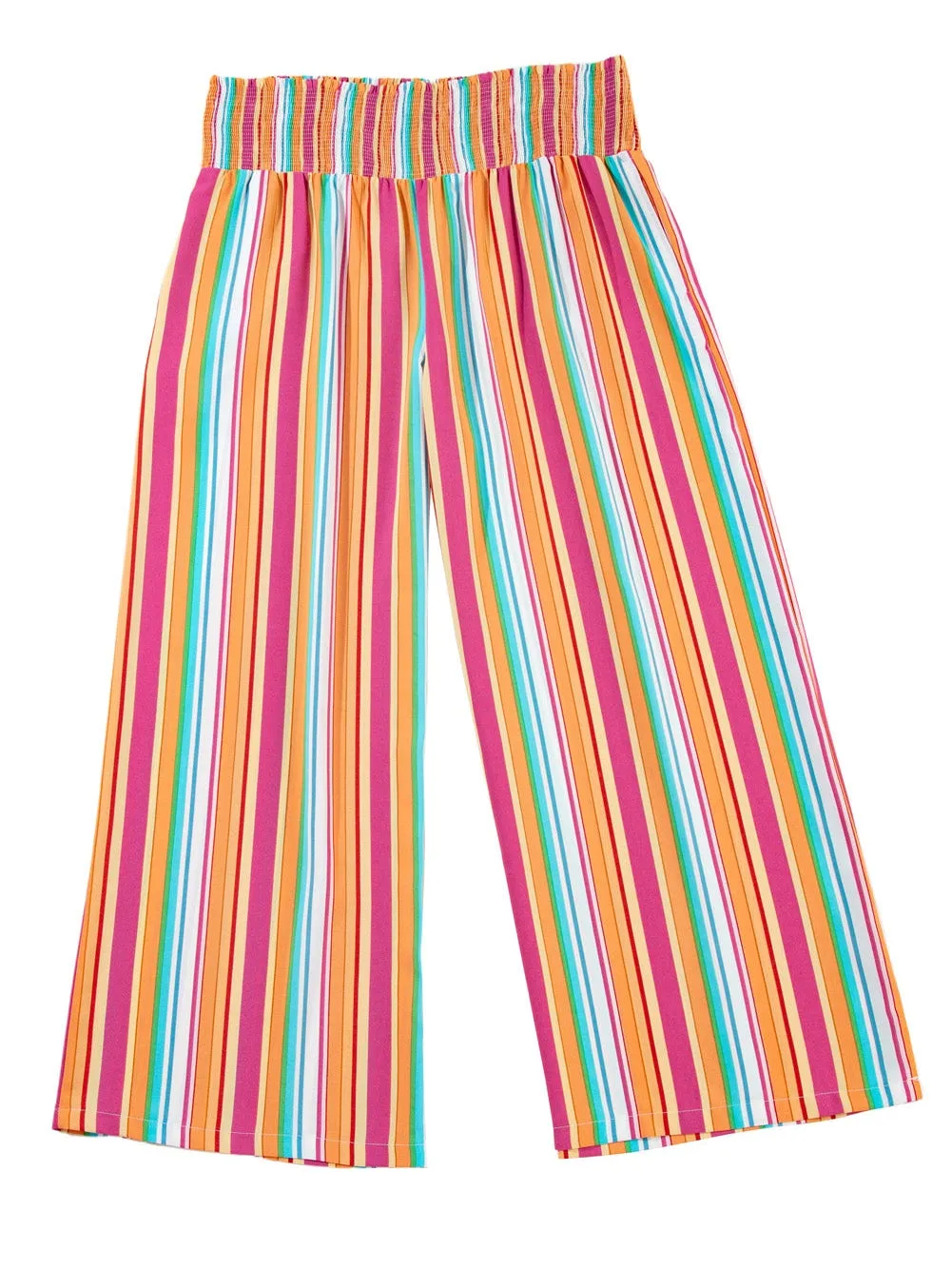 Boho Chic Orange Stripe Wide Leg Plus Size Pants