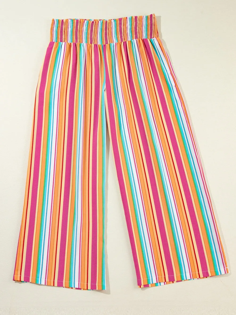 Boho Chic Orange Stripe Wide Leg Plus Size Pants