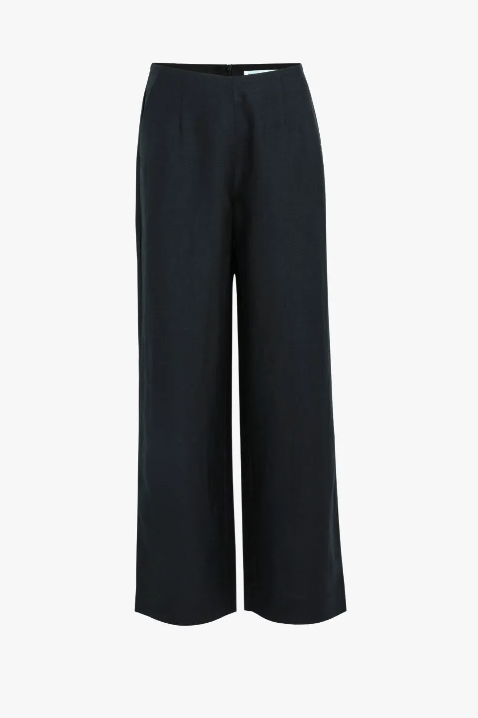 Boulevard Black Linen Viscose Wide Leg Pants