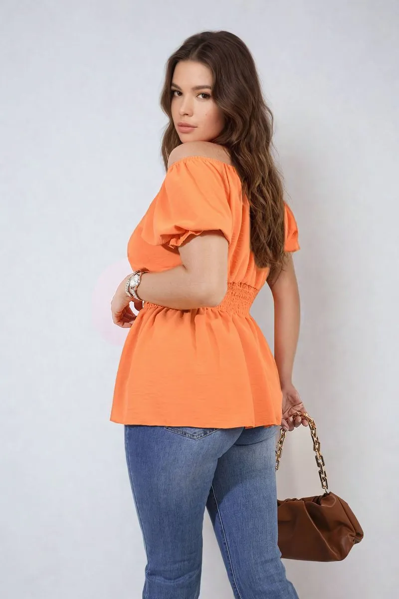 Button Front Cinched Waist Top