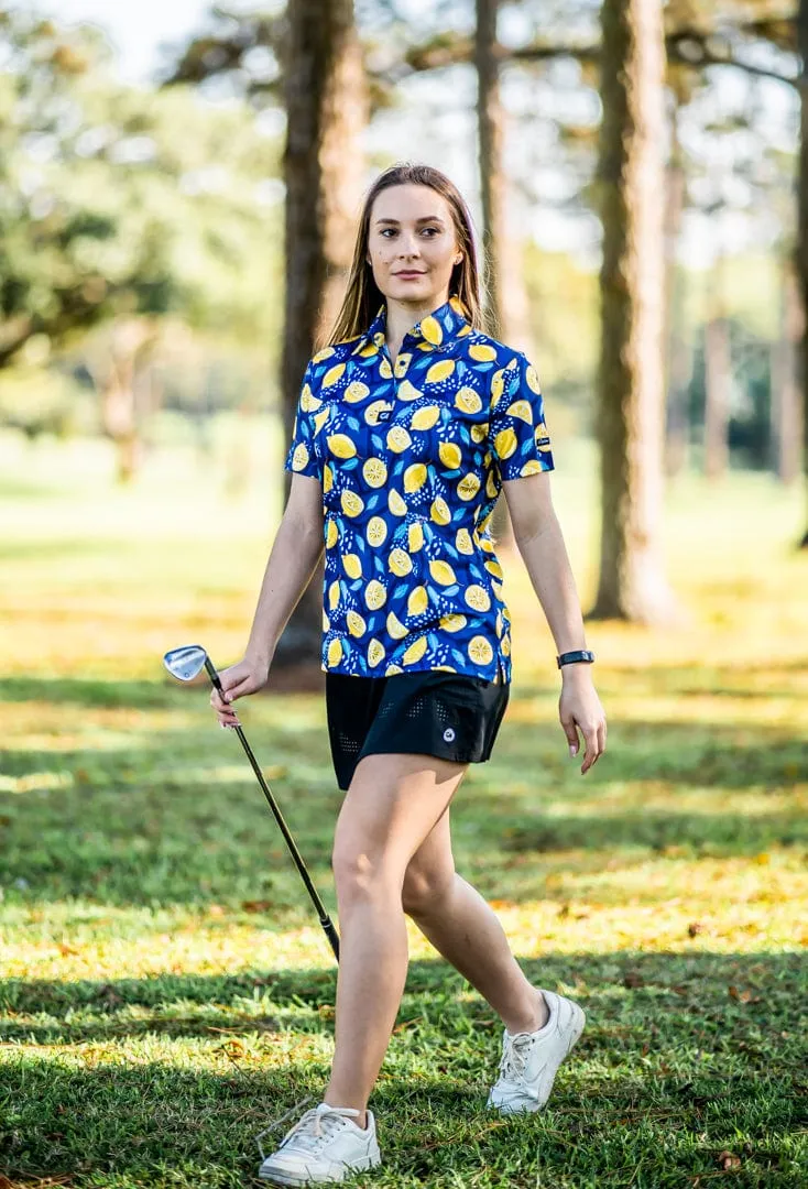 CA Ladies Funky Golf Shirt | Navy Lemon Zest