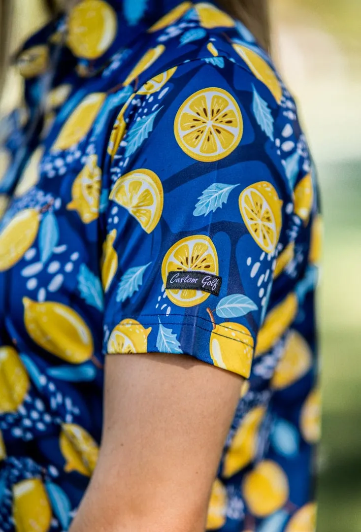 CA Ladies Funky Golf Shirt | Navy Lemon Zest