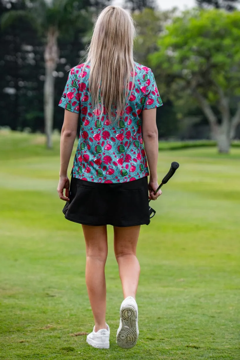 CA Ladies Funky Golf Shirt | Tropical Flamingo