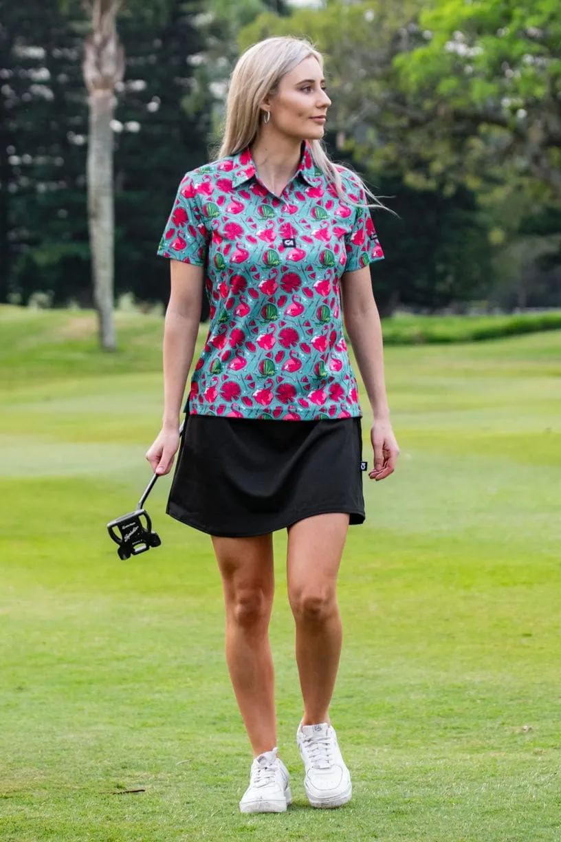 CA Ladies Funky Golf Shirt | Tropical Flamingo