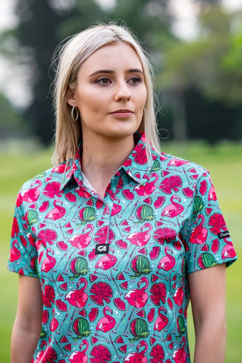 CA Ladies Funky Golf Shirt | Tropical Flamingo