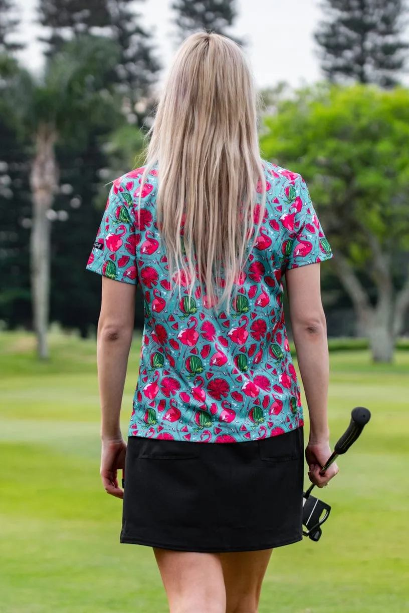 CA Ladies Funky Golf Shirt | Tropical Flamingo