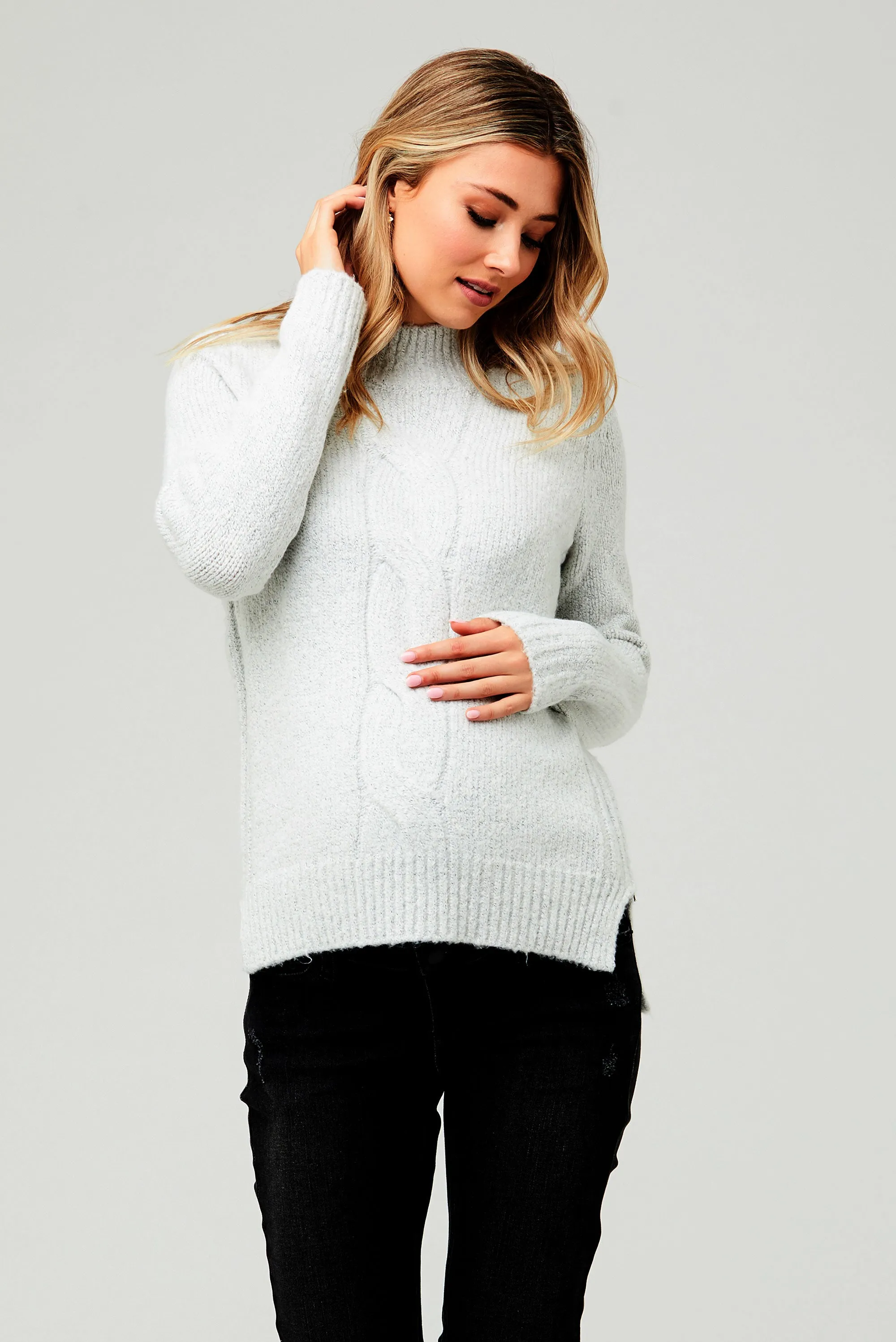 Cable Knit Maternity Nursing Sweater Ripe