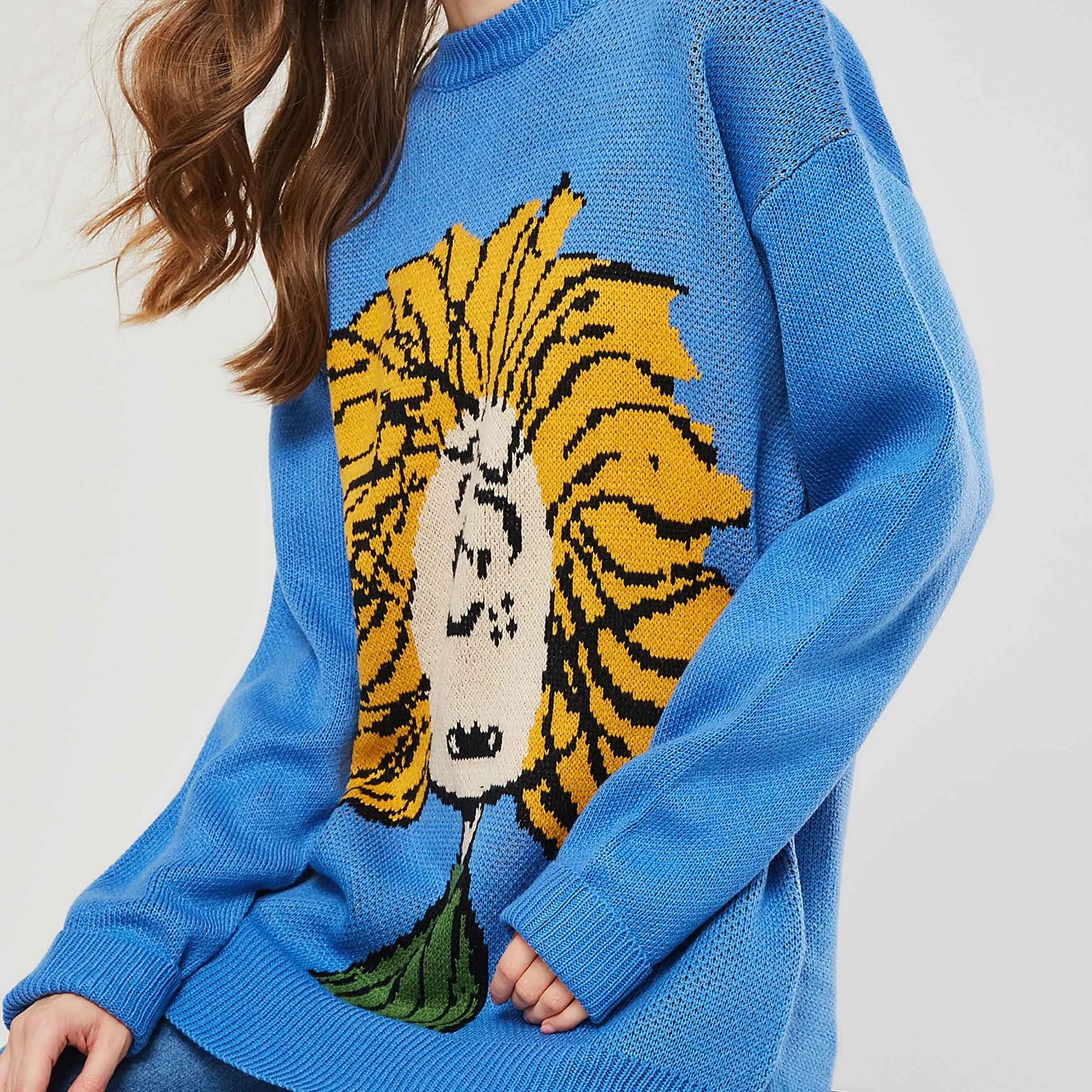 Cartoon Figure Printed Knitted Sweater