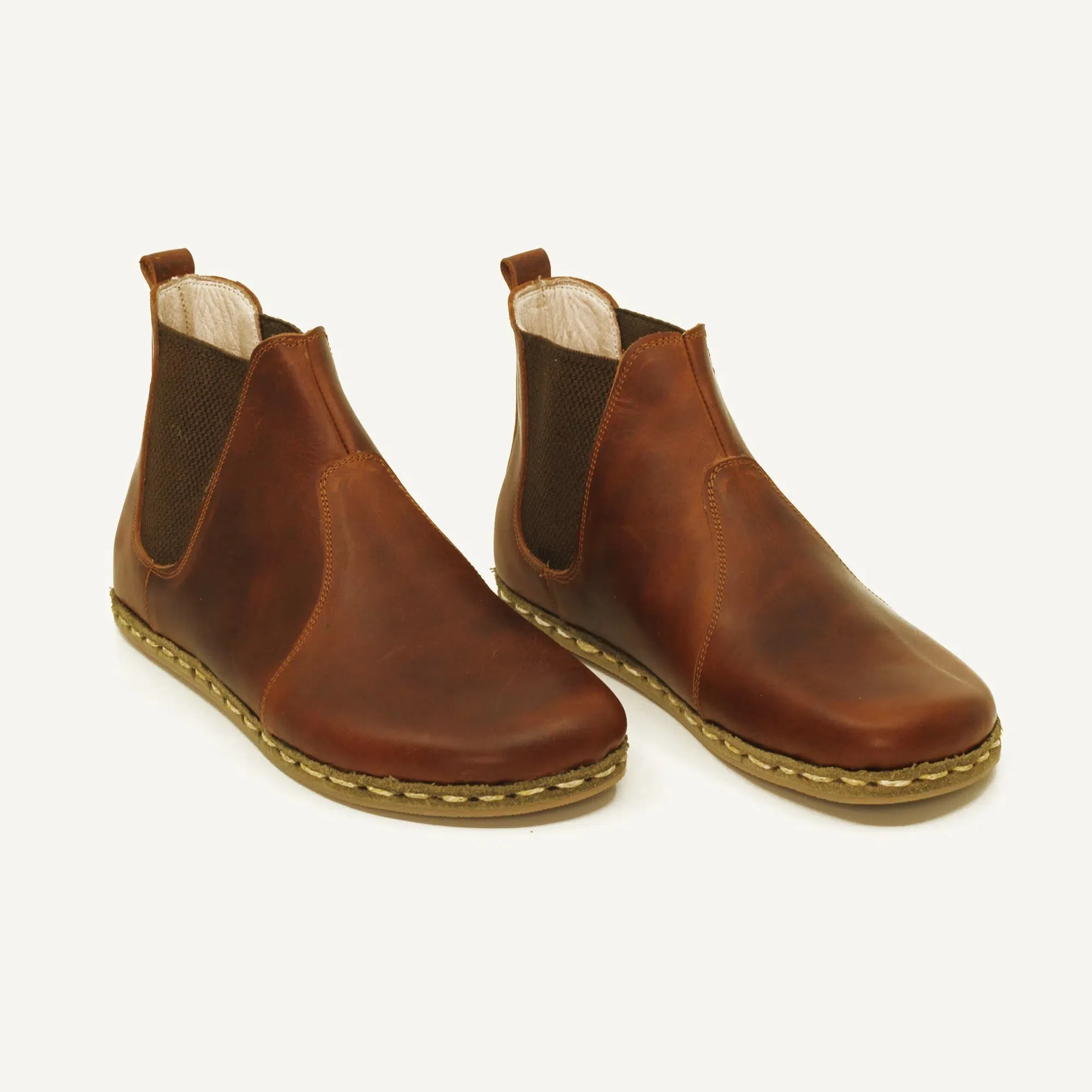 Chelsea Barefoot Boots Brown Handmade Women's