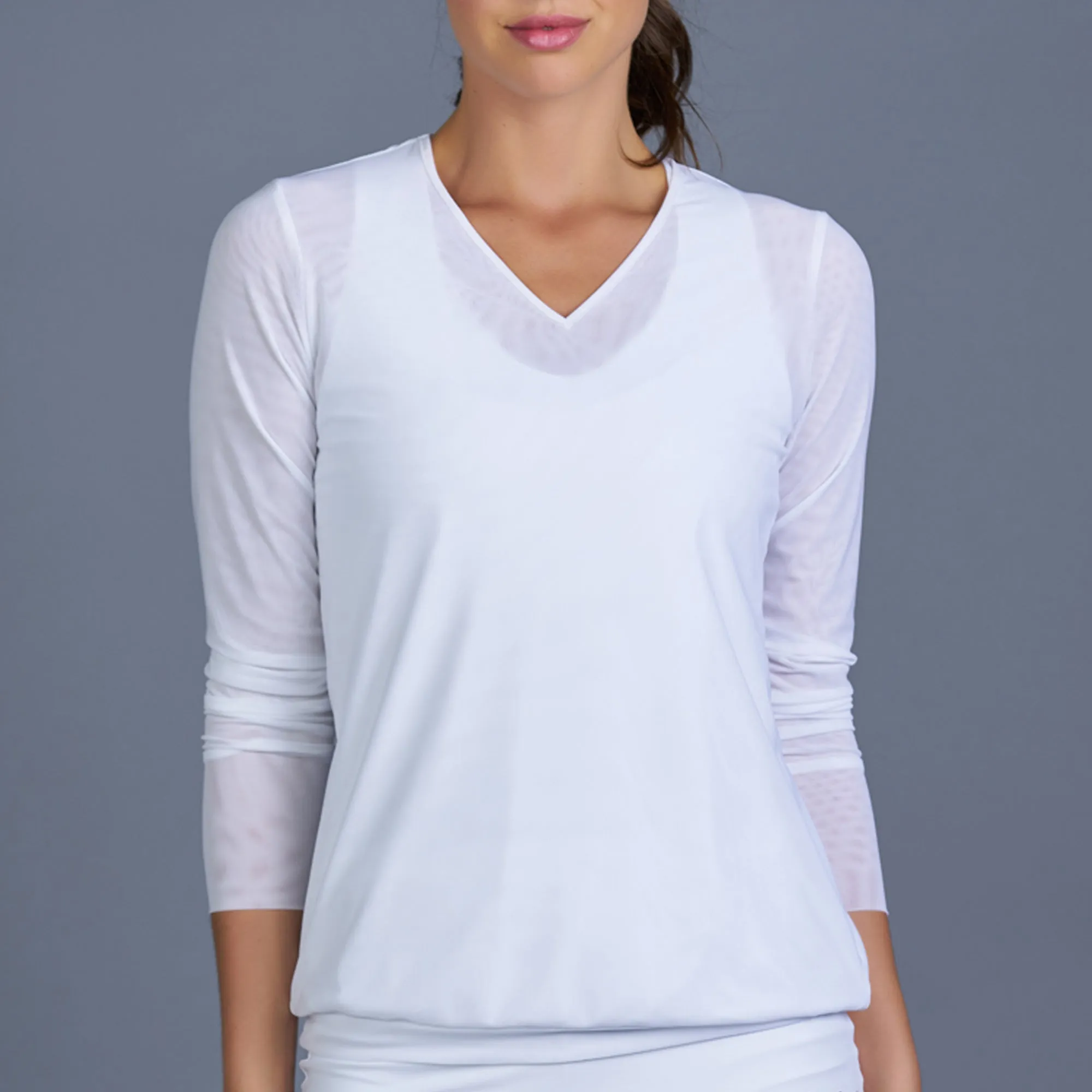 Classic V-Neck Pullover (white mesh)