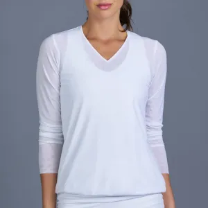 Classic V-Neck Pullover (white mesh)