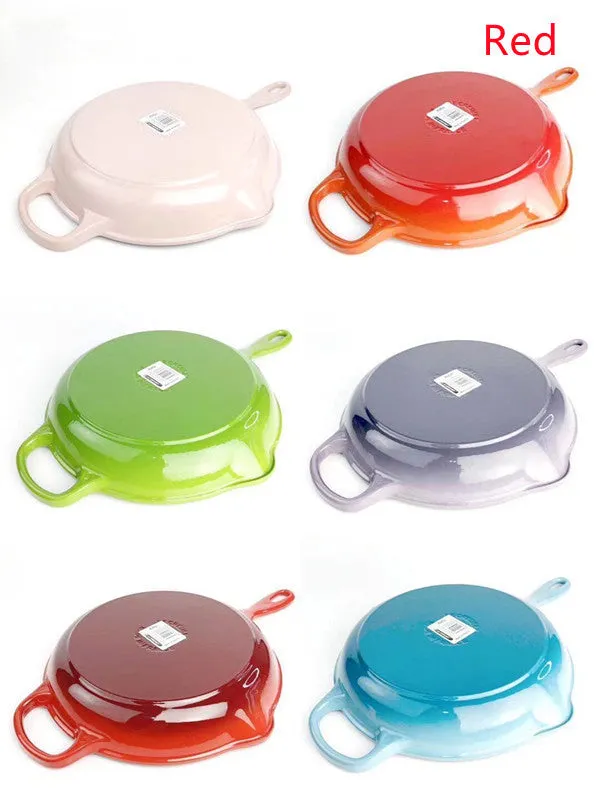 Color Cast Iron Enamel Frying Pan