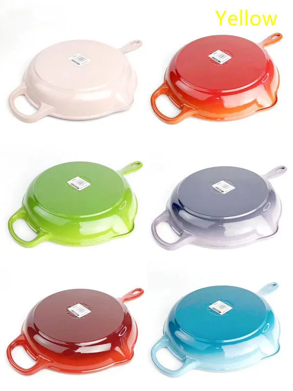 Color Cast Iron Enamel Frying Pan