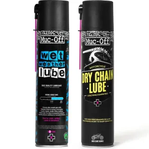 *Combo Pack* Muc-Off Dry Chain Lube (400ml)   Wet Weather Lube (400ml)