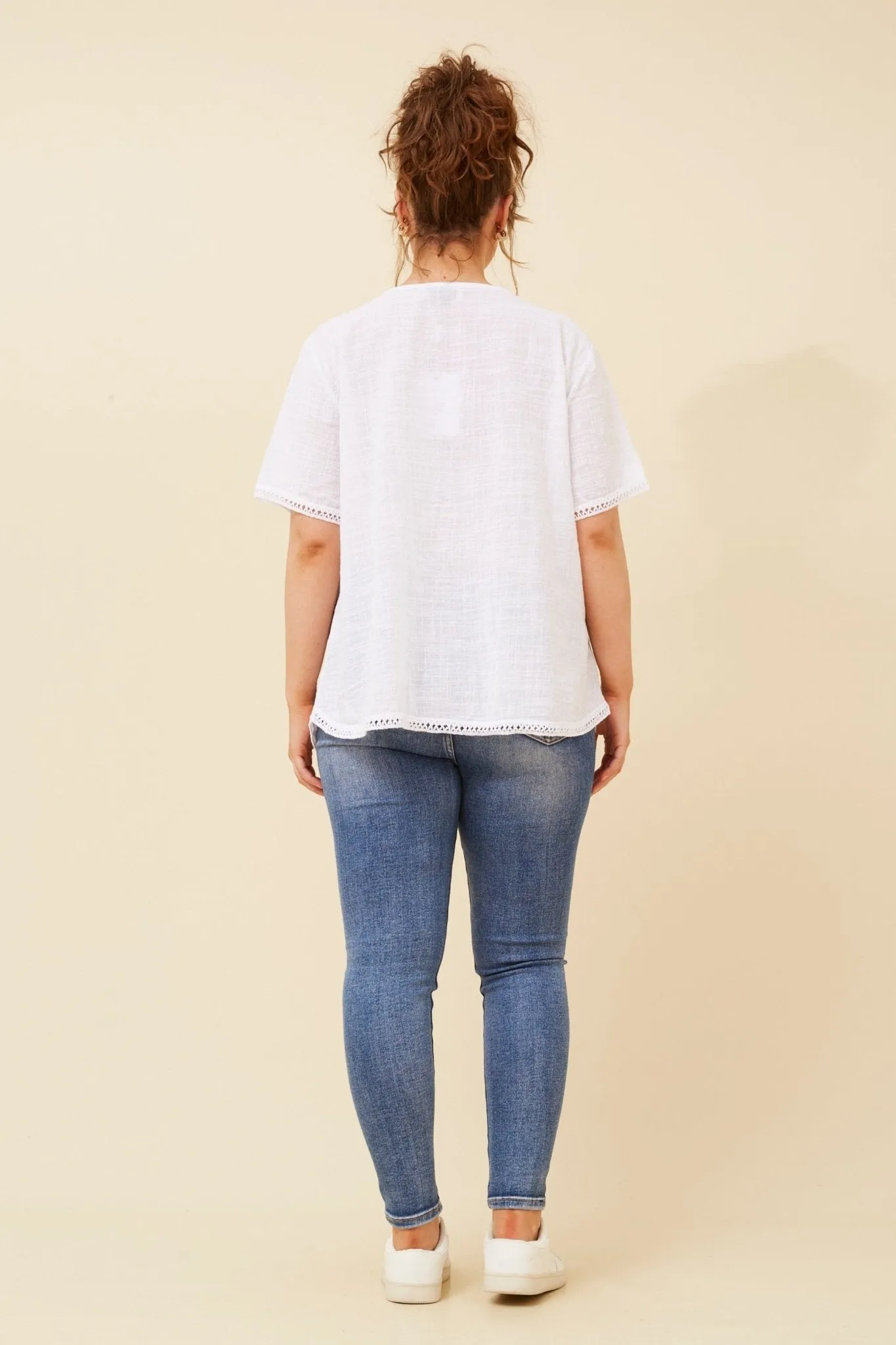 COTTON SCOOP NECK TOP  WHITE