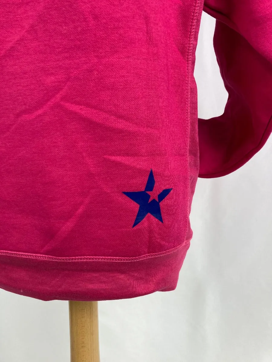 Cross Neck Hoodie | Hot Pink