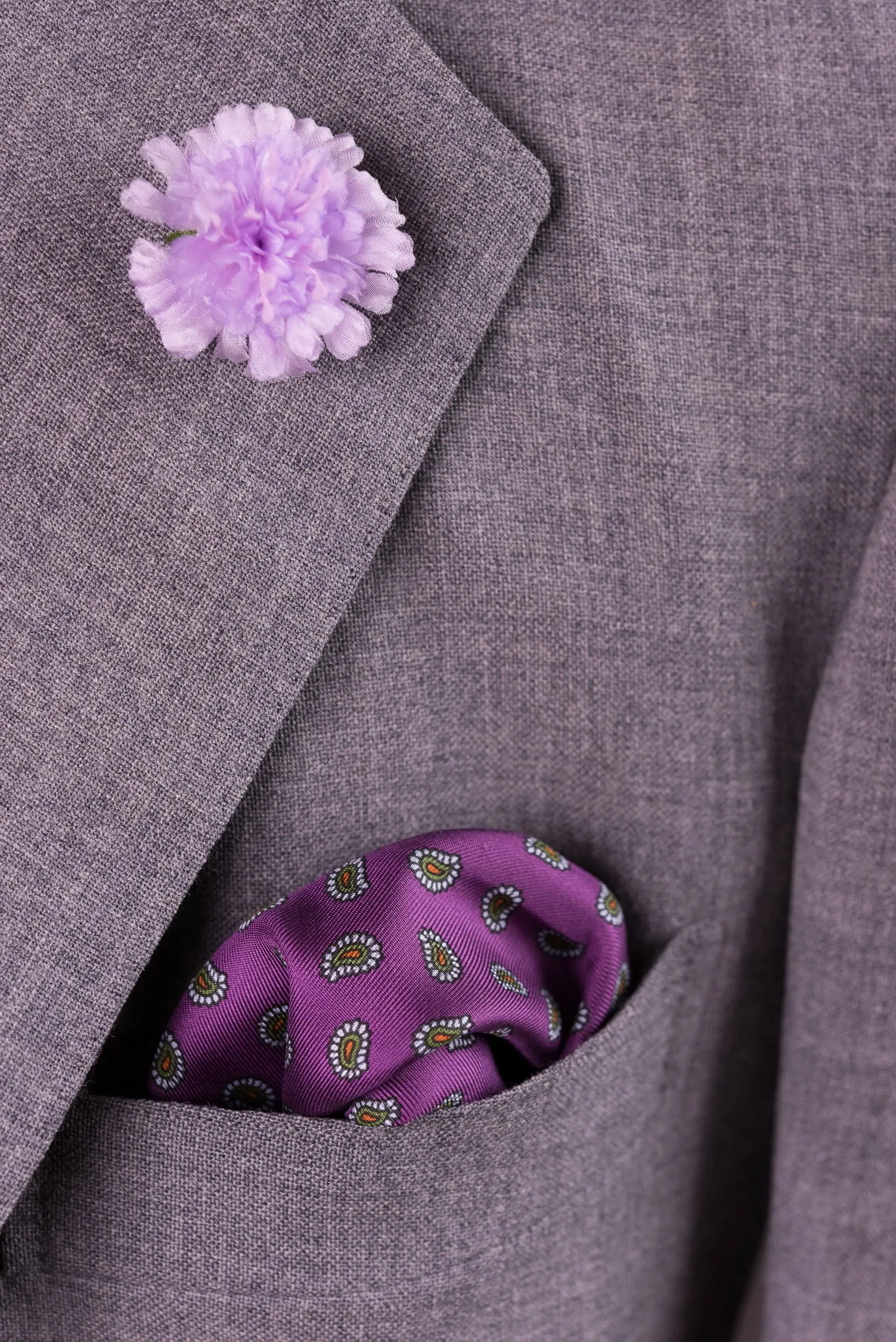 Dark Magenta Paisley Silk Pocket Square