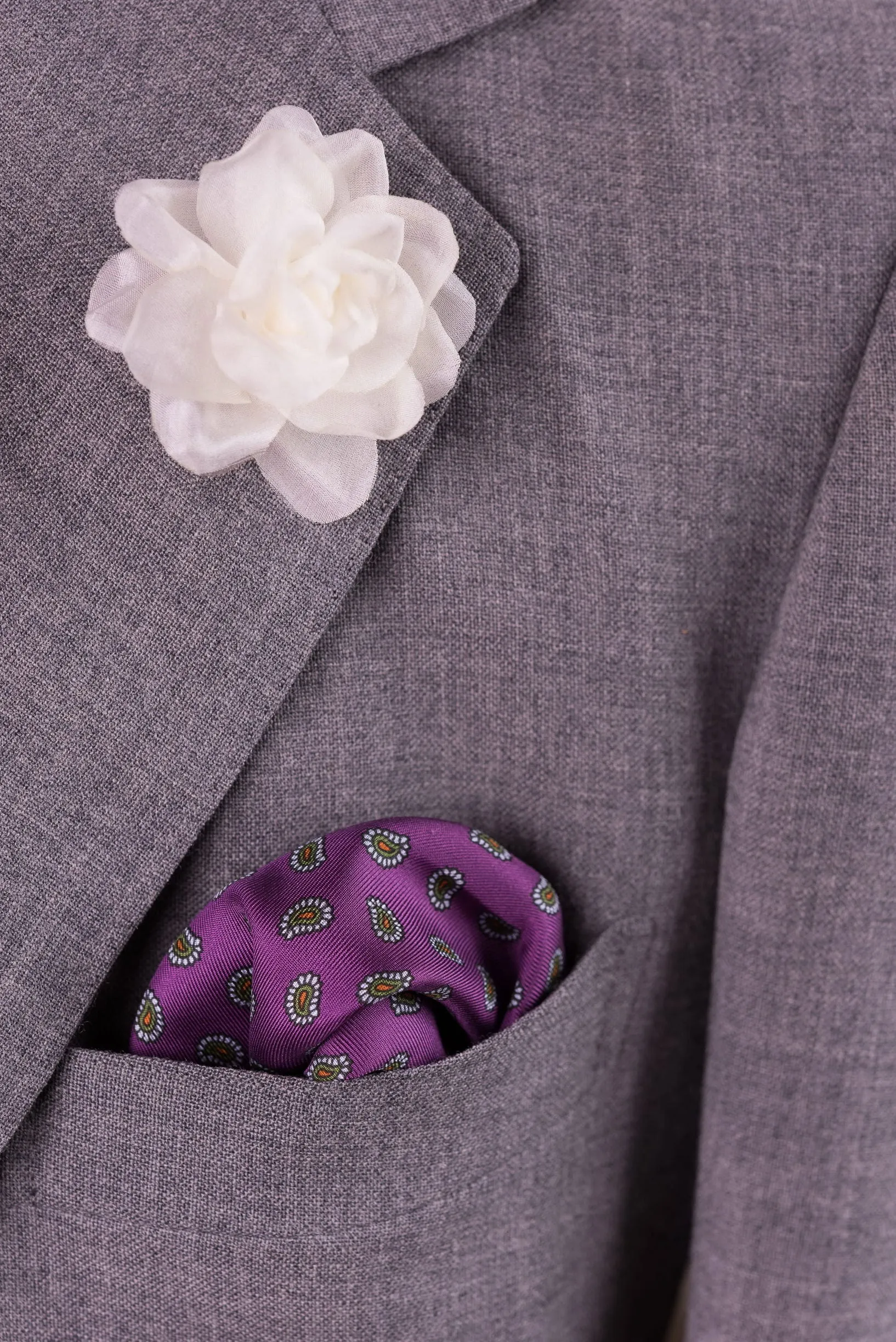 Dark Magenta Paisley Silk Pocket Square