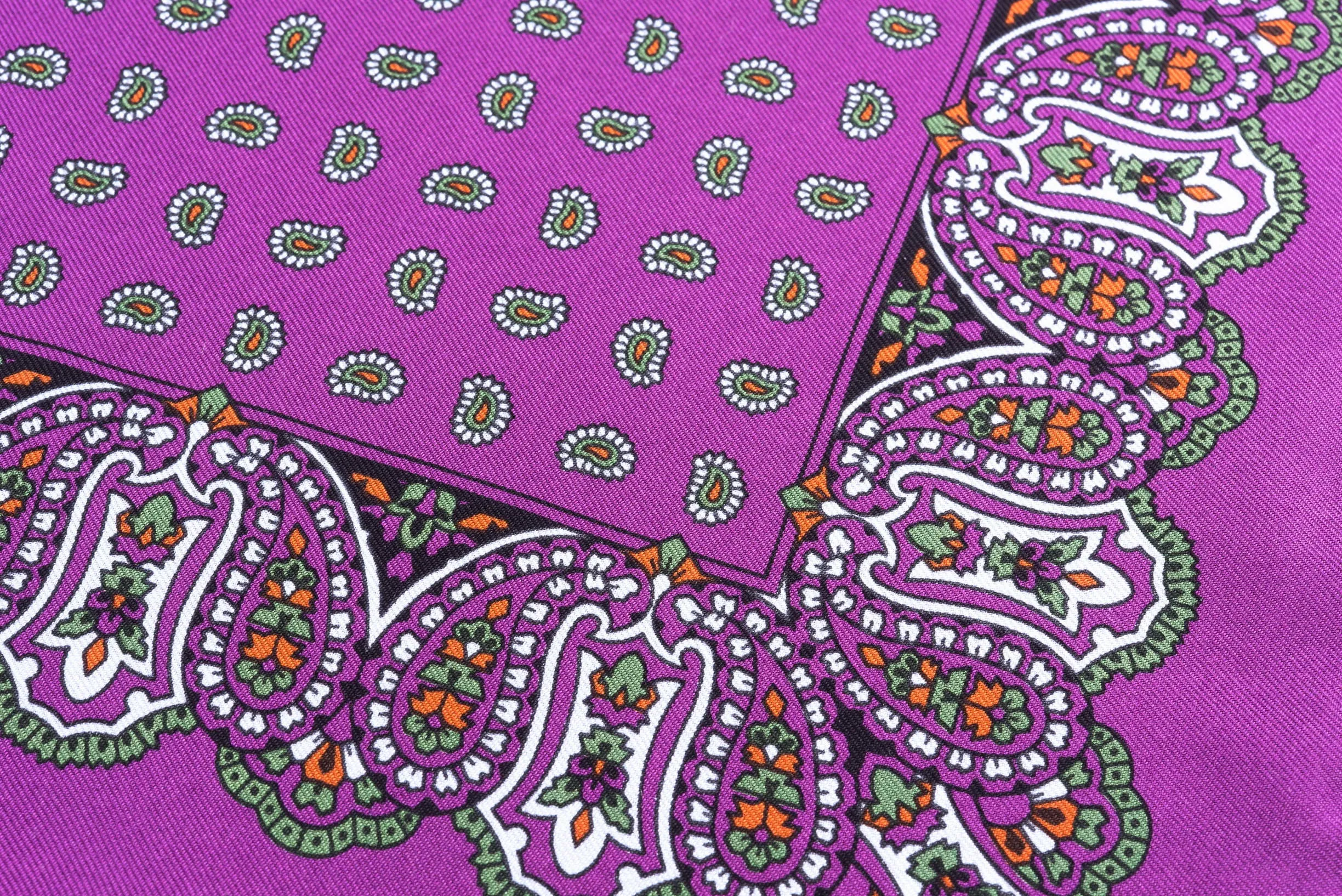 Dark Magenta Paisley Silk Pocket Square