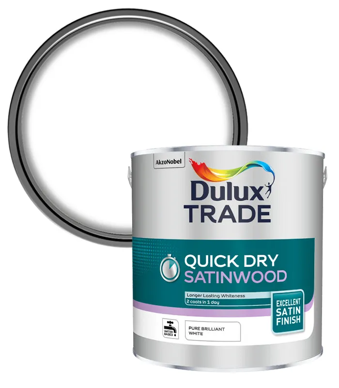 Dulux Trade Quick Dry Satinwood Paint - Pure Brilliant White