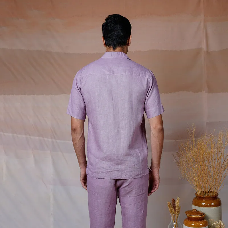 Embroidered Linen Shirt | Unisex | Purple