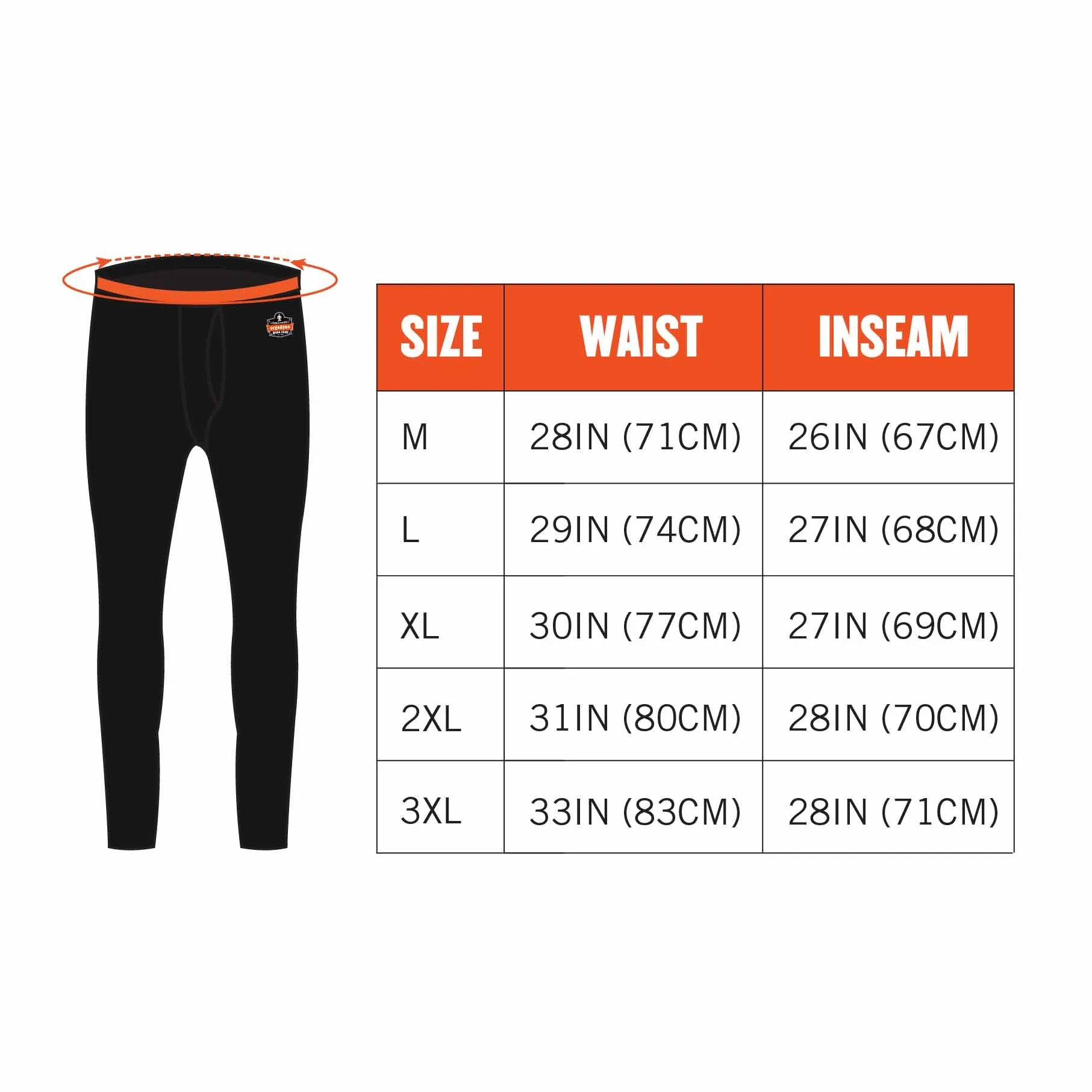 Ergodyne 40834 6481 L Black Lightweight Base Layer Pants