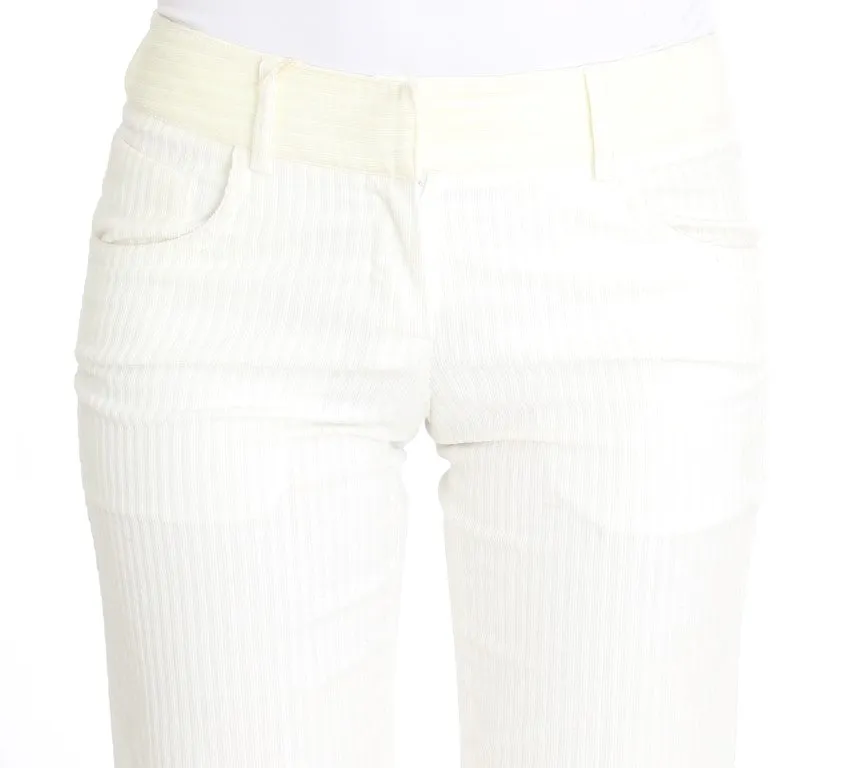 Ermanno Scervino Chic White Striped Straight Fit Pants