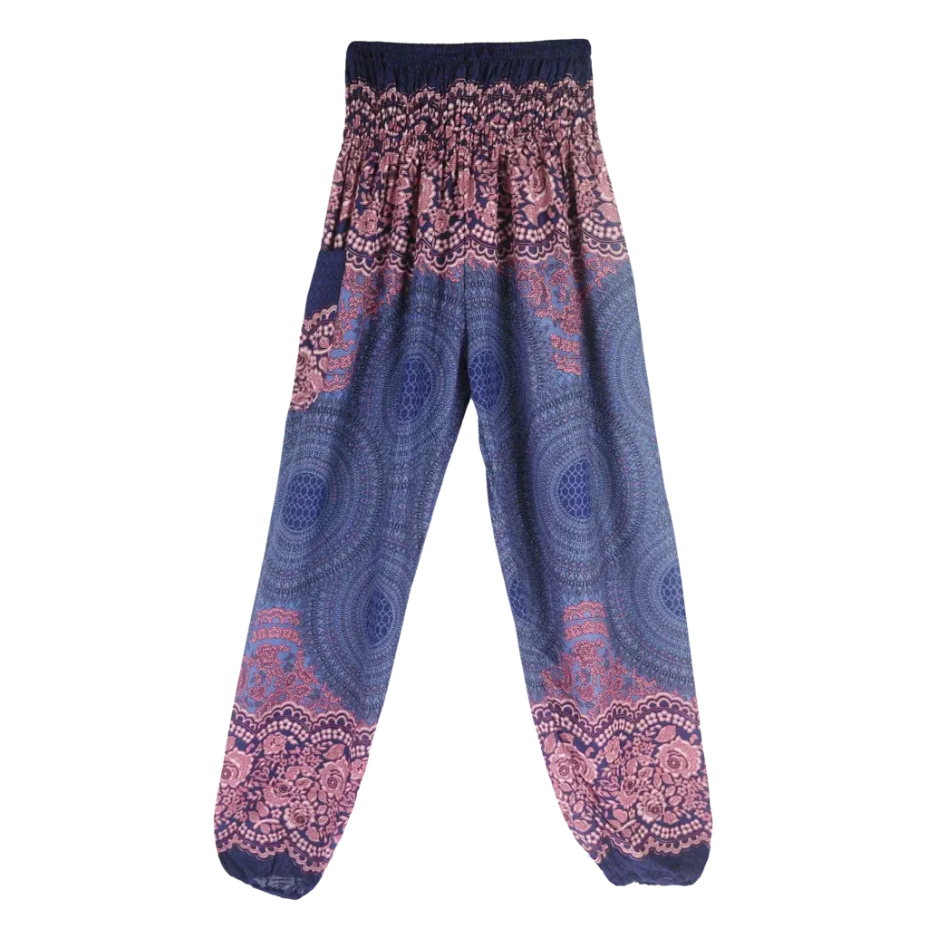 ETHNIC PRINT SMOCKED ALADDIN PANTS FOR LADIES