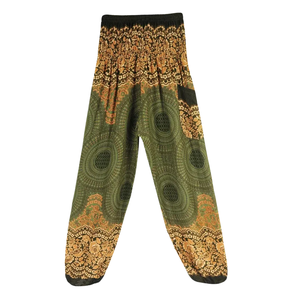 ETHNIC PRINT SMOCKED ALADDIN PANTS FOR LADIES