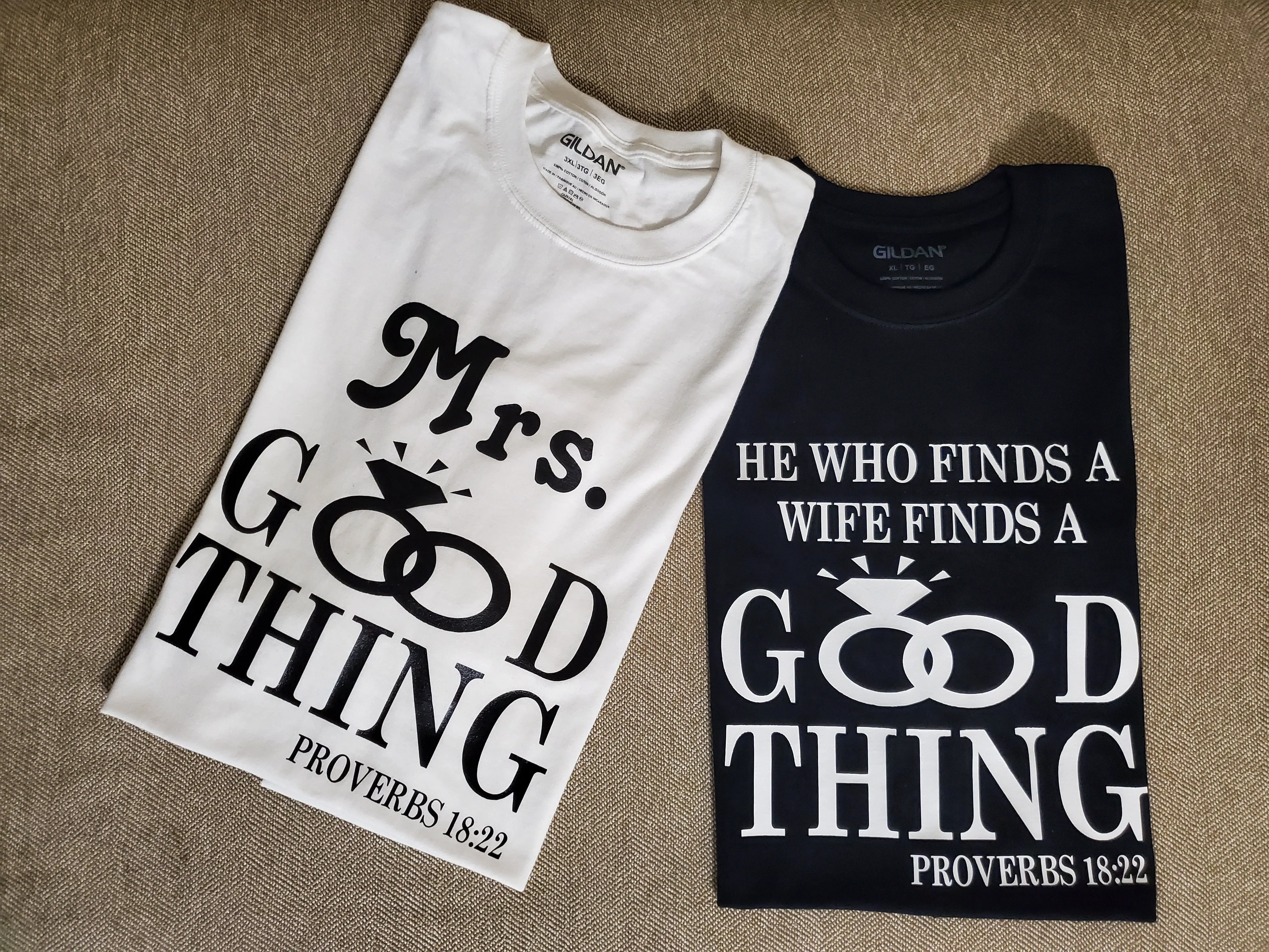 He Who Finds A Wife Finds A Good Thing, Mrs. Good Thing Shirt, Newly Weds Tee, Proverbs 18:22 Shirt, Christian Couples Matching Shirt