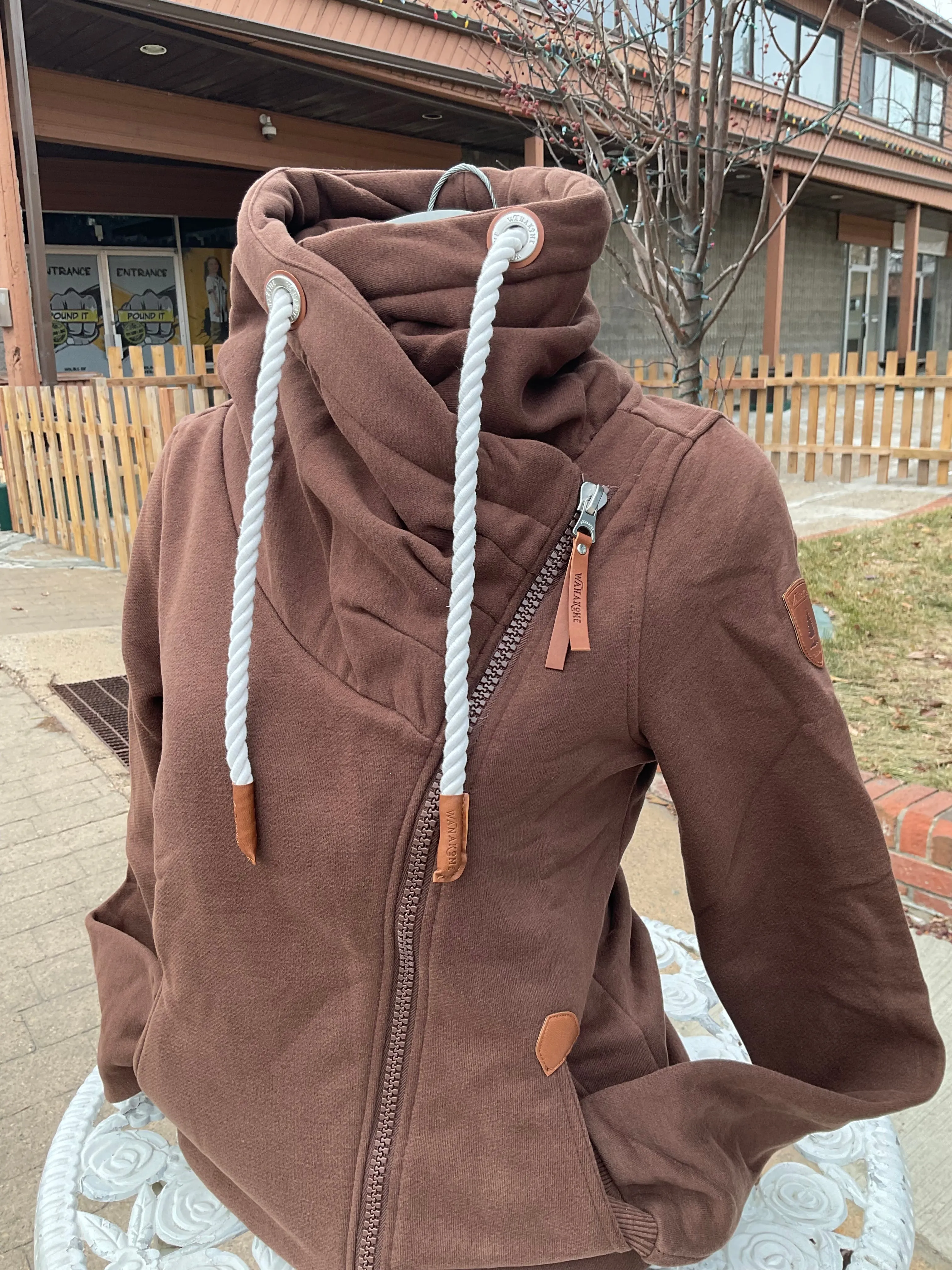 Hestia Mahogany Side Zip Ladies Hoodie