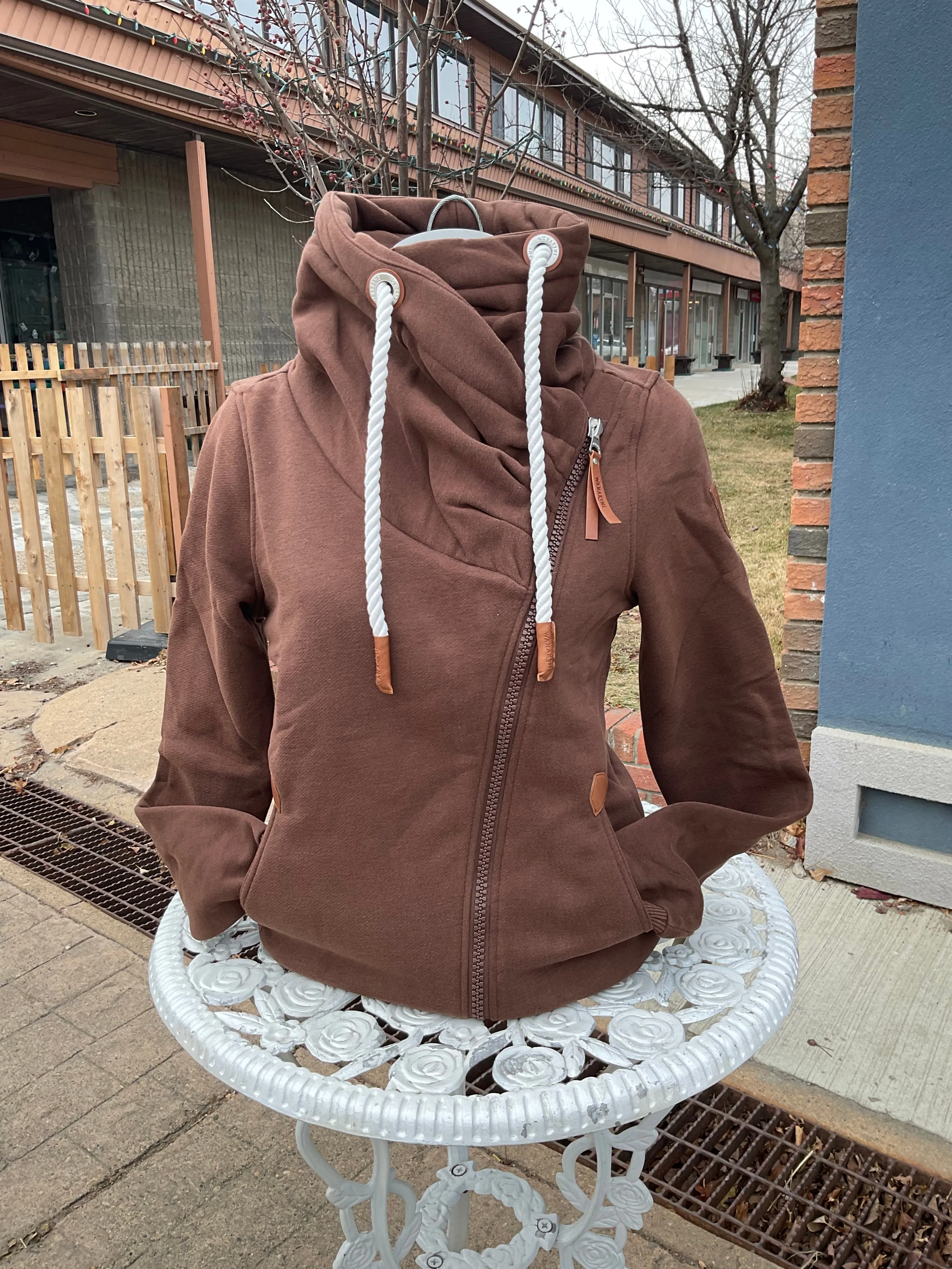 Hestia Mahogany Side Zip Ladies Hoodie