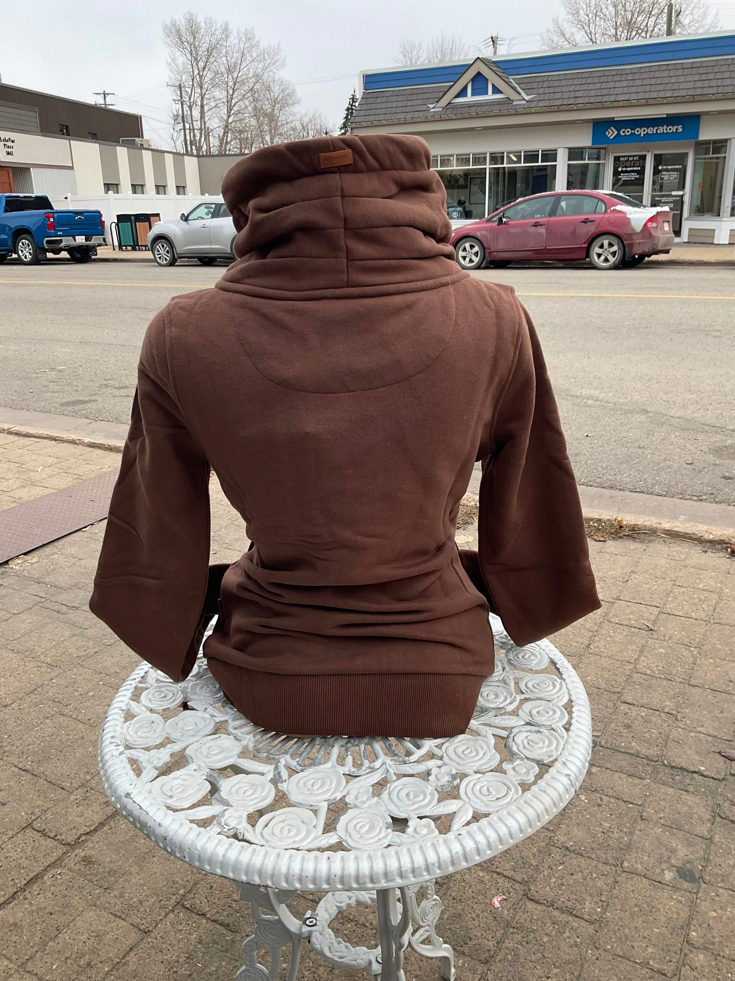 Hestia Mahogany Side Zip Ladies Hoodie