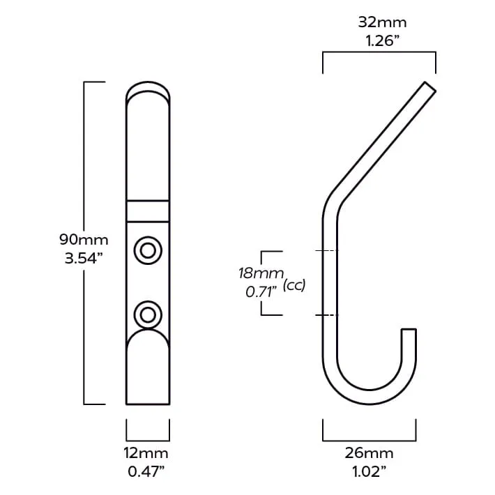 HOFFMAN Tapered Top Hook - Antique Brass