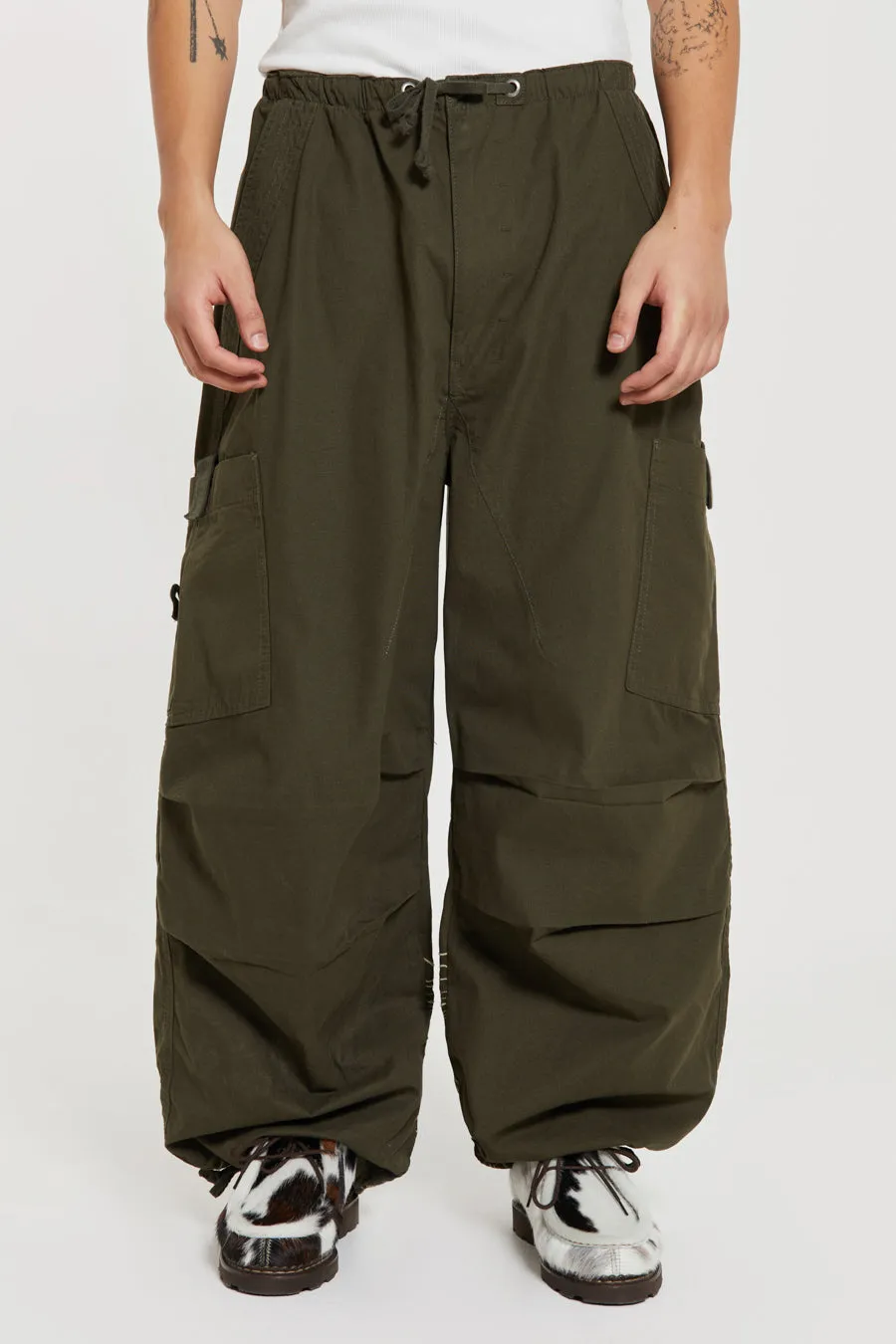 Khaki Topograph Parachute Pants