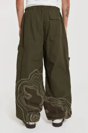 Khaki Topograph Parachute Pants