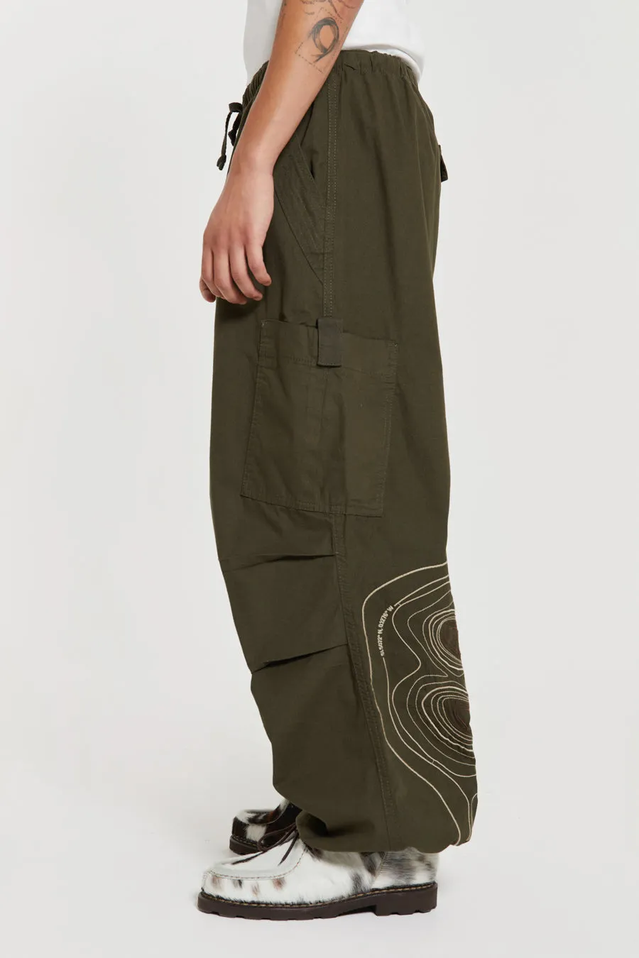 Khaki Topograph Parachute Pants