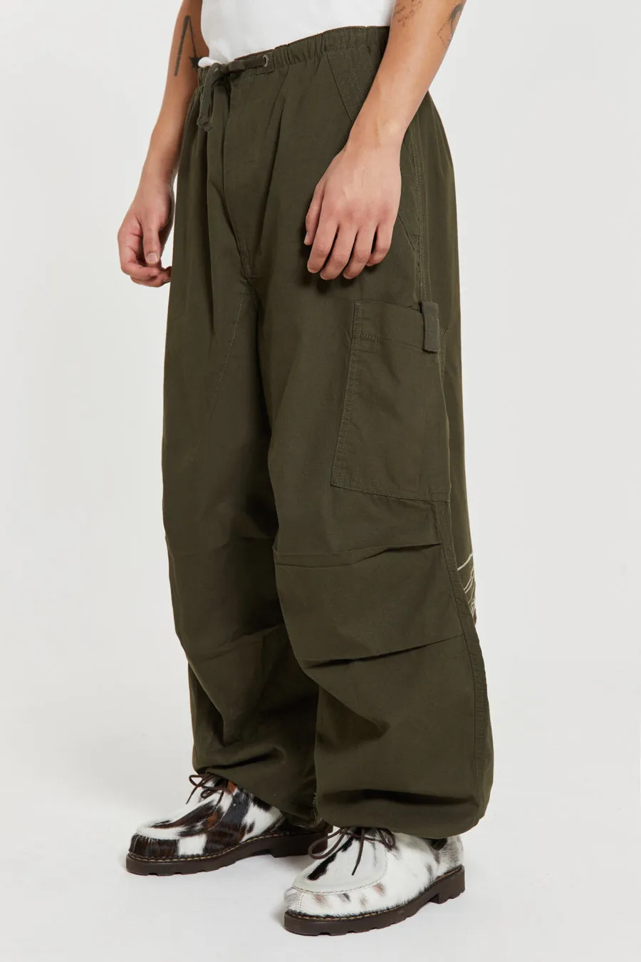 Khaki Topograph Parachute Pants