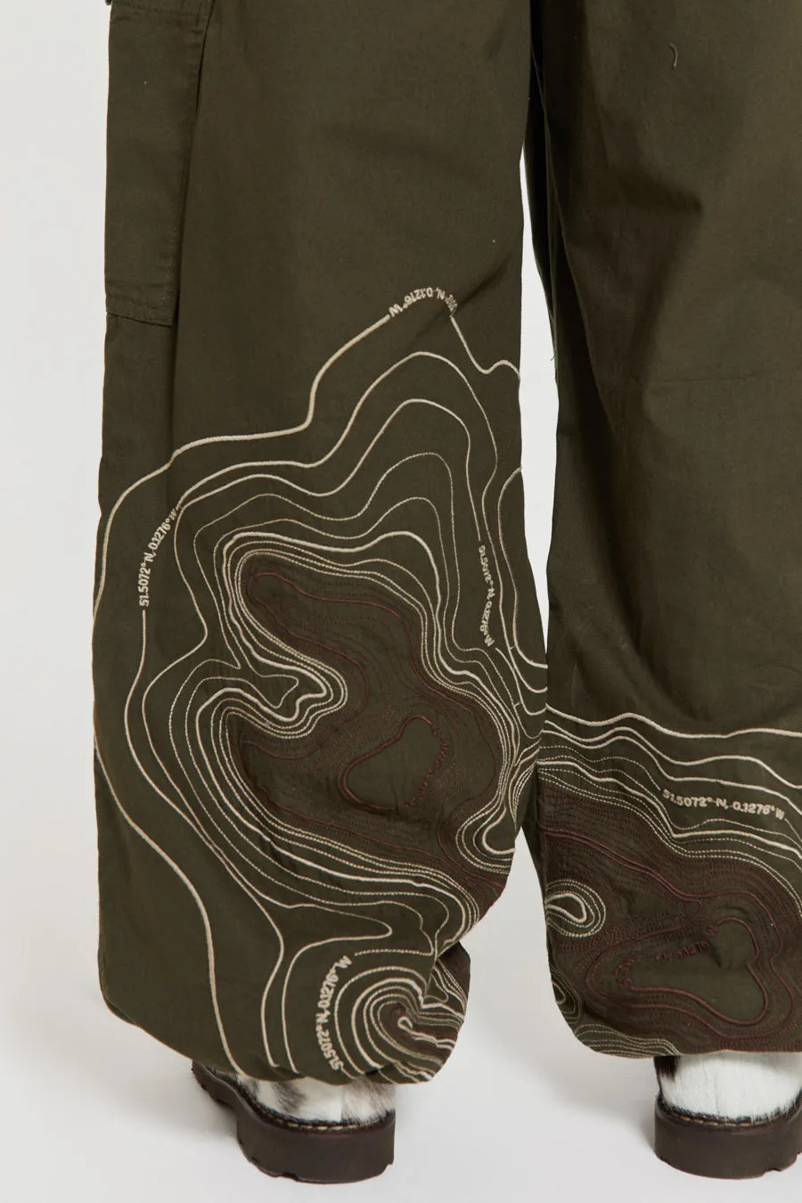 Khaki Topograph Parachute Pants